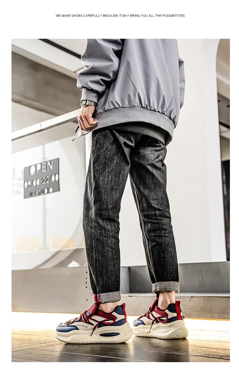 Sneakers For Men British Style Athletic Sneakers Male Sport Walking Sneaker Men Street Style Platform Shoes Male 2024
