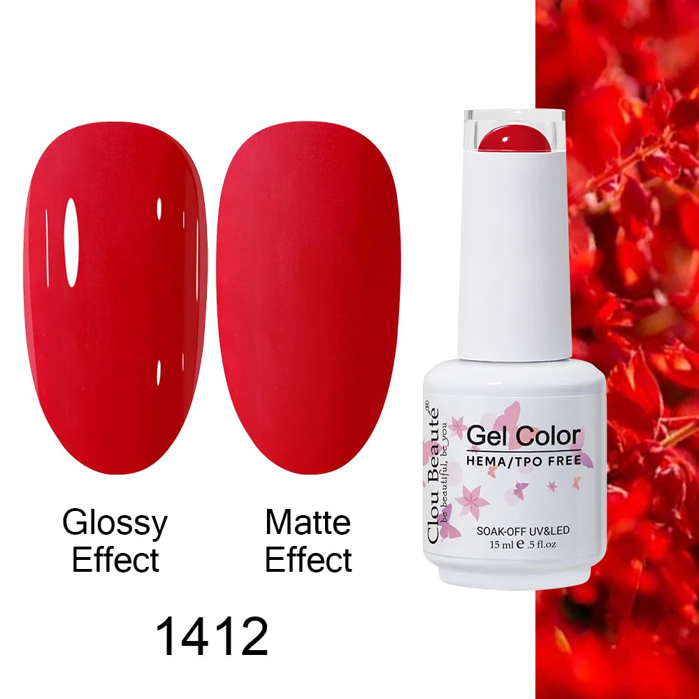 Clou Beaute 15ml HEMA TPO FREE Color Gel Nail Polish Nude Pink Red Green Collection Nail Gel Polish Glitter Soak Off UV LED Gel