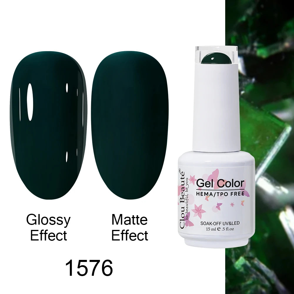 Clou Beaute 15ml HEMA TPO FREE Color Gel Nail Polish Nude Pink Red Green Collection Nail Gel Polish Glitter Soak Off UV LED Gel