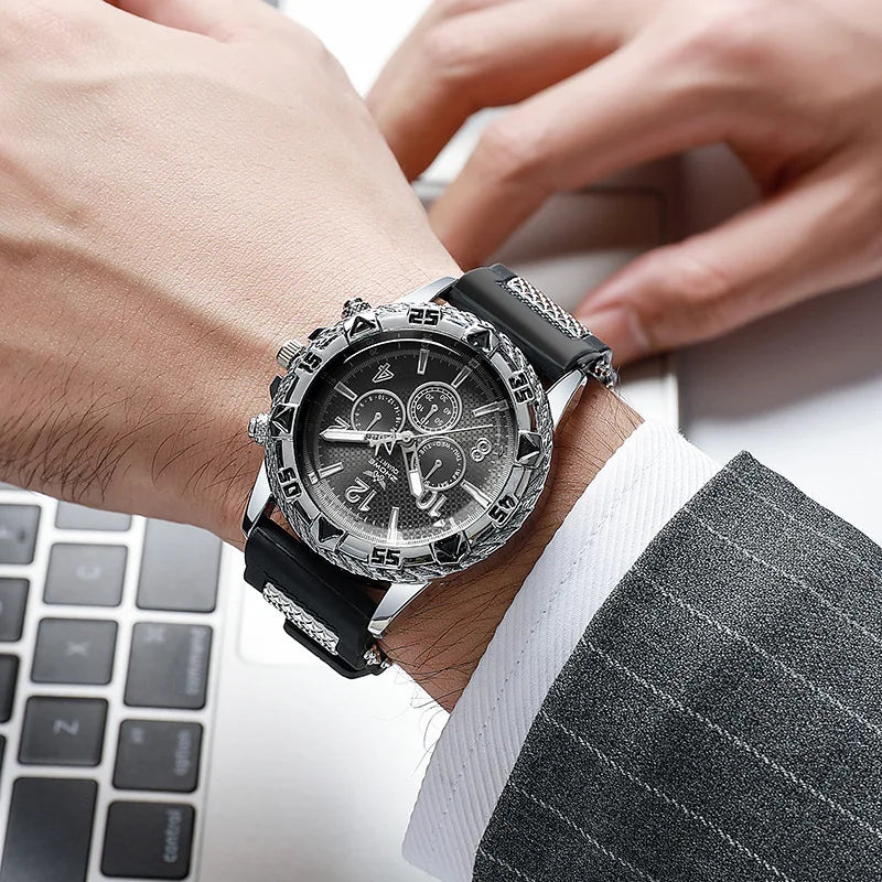 Fashion Men’s Watch Casual Silicone Band Analog Quartz Wrist Watch Man Sports Watches