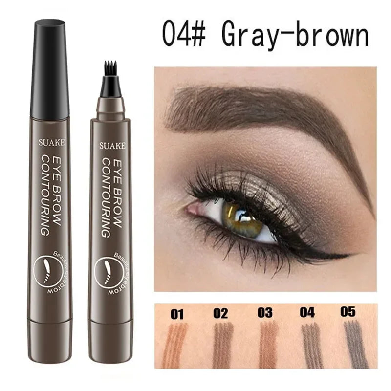 5-Color Four-Pronged Eyebrow Pencil Eyebrow Brush Split Liquid Waterproof Long-Lasting Eyebrows Enhancer Pencil Eyebrow Shadow