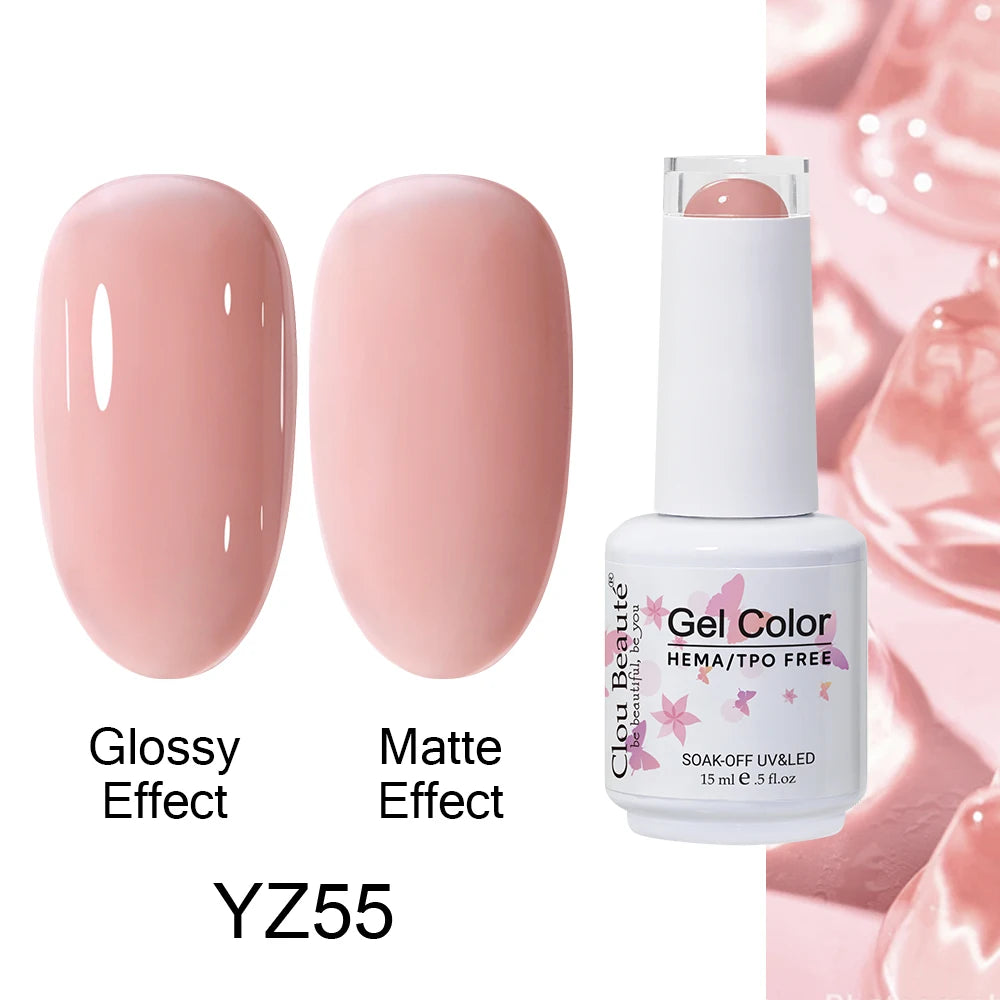 Clou Beaute 15ml HEMA TPO FREE Color Gel Nail Polish Nude Pink Red Green Collection Nail Gel Polish Glitter Soak Off UV LED Gel