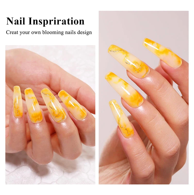 15ML Blooming Marble Gradient Gel Nail Polish Spreading Effect Watercolor Floral Print Nail Art Soak Off UV/LED Nail Varnish