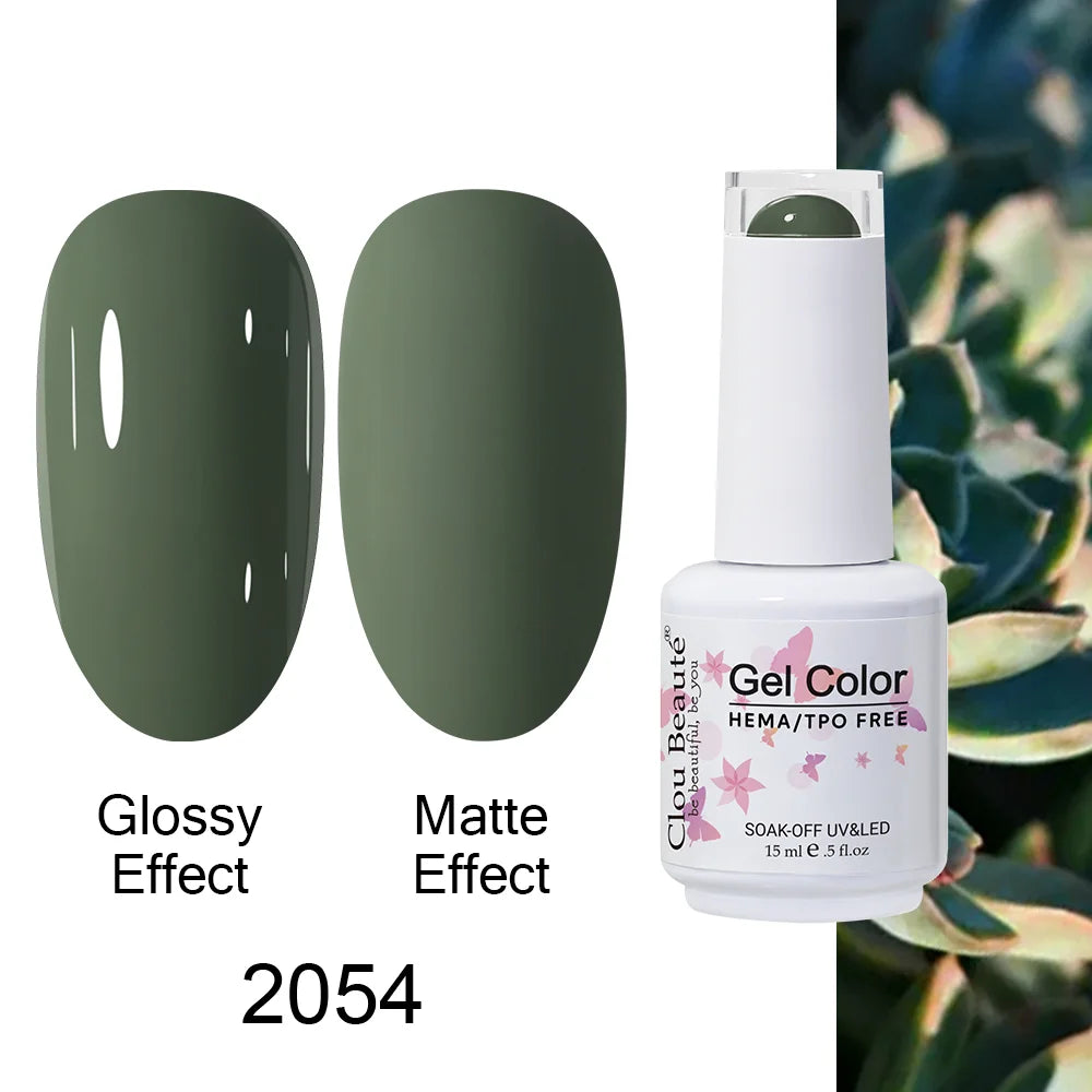 Clou Beaute 15ml HEMA TPO FREE Color Gel Nail Polish Nude Pink Red Green Collection Nail Gel Polish Glitter Soak Off UV LED Gel
