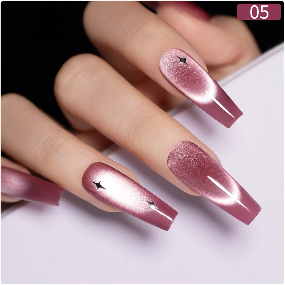 PUENTE 7.5ML Smooth Ceramics Cat Magnetic Gel Nail Polish White Moonlight Shades Cat Eye Soak Off UV Nail Art Varnish Manicure
