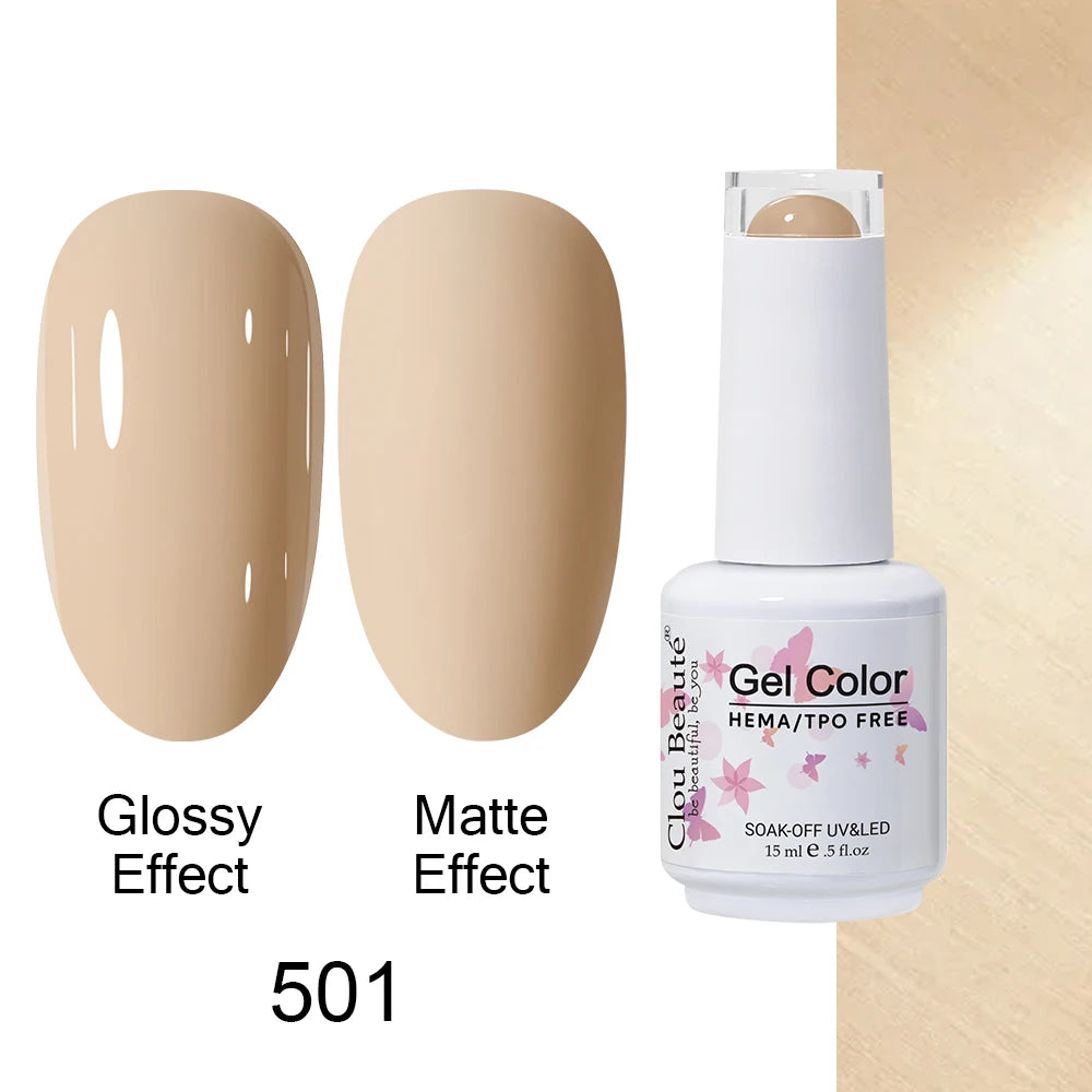 Clou Beaute 15ml HEMA TPO FREE Color Gel Nail Polish Nude Pink Red Green Collection Nail Gel Polish Glitter Soak Off UV LED Gel