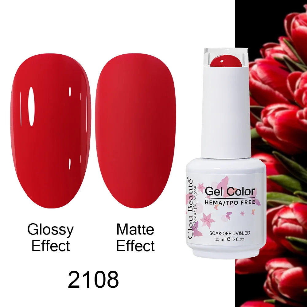 Clou Beaute 15ml HEMA TPO FREE Color Gel Nail Polish Nude Pink Red Green Collection Nail Gel Polish Glitter Soak Off UV LED Gel