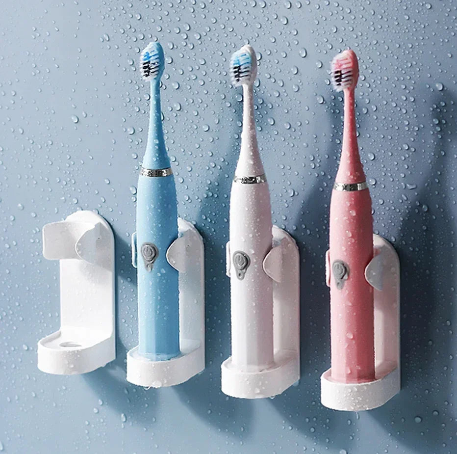 Wall-mounted electric toothbrush holder, plastic tooth hook, razor holder, storage space shelf, bathroom home accessories
