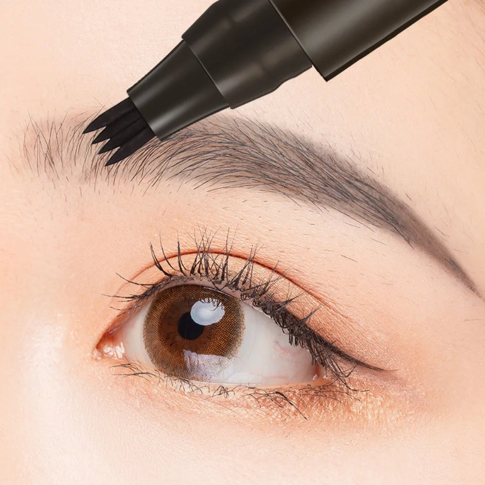 4 Point Head Eyebrow Pencil Long Lasting Waterproof Sweat Proof High Pigmented Eyebrow Tattoo Pen Easy Apply Liquid Brow Makeup