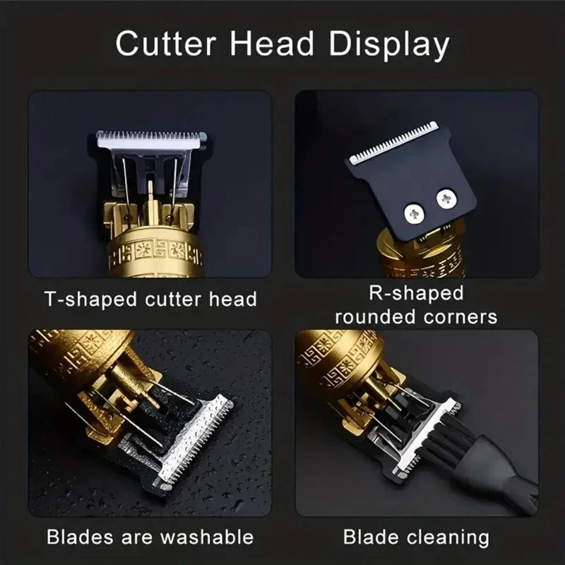 T9 Vintage USB Hair Clipper Professional Trimmer Cordless Haircut Machine Shaver Rechargeable Hair Trimmer Adjustable Barber