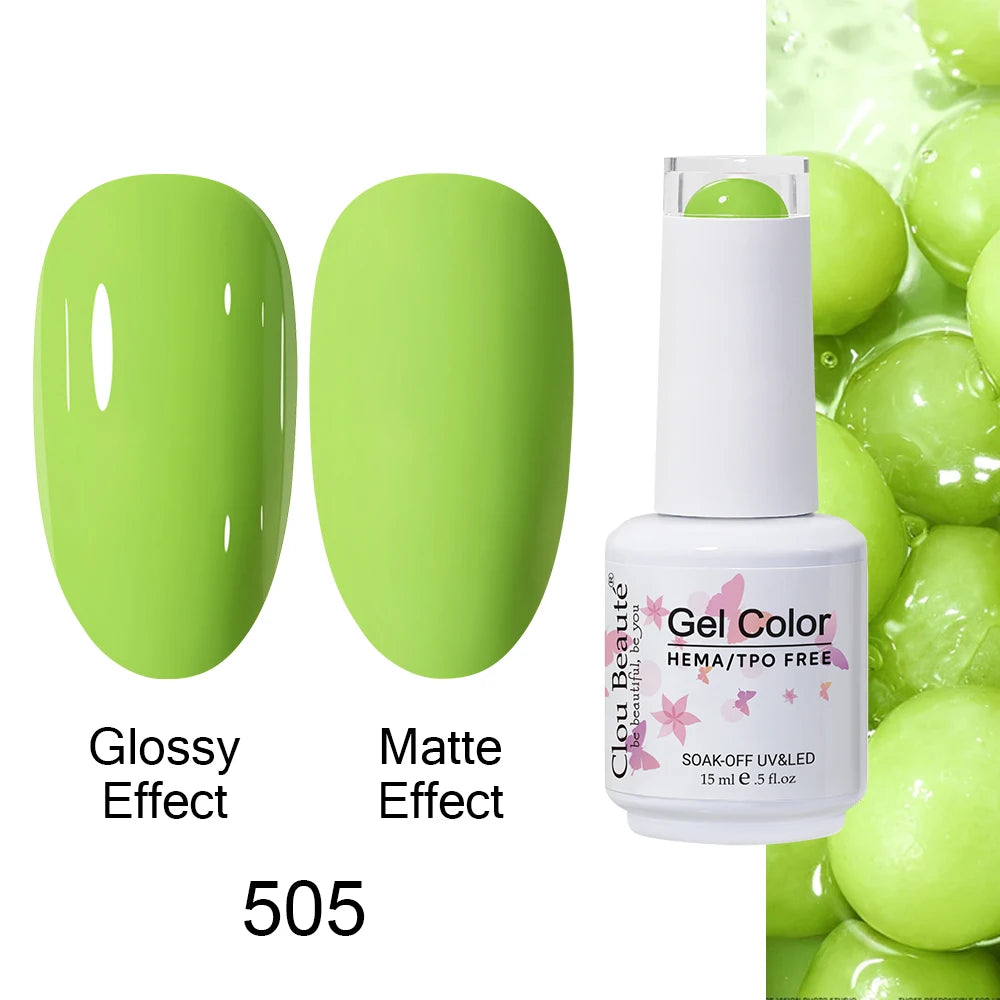 Clou Beaute 15ml HEMA TPO FREE Color Gel Nail Polish Nude Pink Red Green Collection Nail Gel Polish Glitter Soak Off UV LED Gel