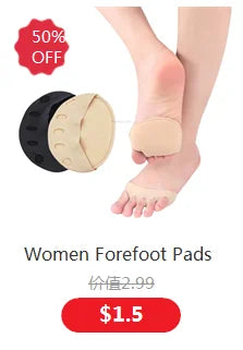 1Pair Heels Forefoot Pads Relieve Pain Orthopedic Insoles Silicone Cushion Sandals Foot Care Products GEL Non-slip Shoes Pad