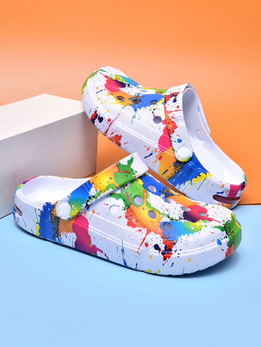 Couple Style Men's and Women's Clogs Sandals Slippers Inkjet Pattern Air Cushion Breathable Beach Sandals Outdoor Thick-Soled Mu