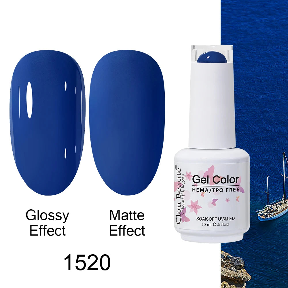 Clou Beaute 15ml HEMA TPO FREE Color Gel Nail Polish Nude Pink Red Green Collection Nail Gel Polish Glitter Soak Off UV LED Gel