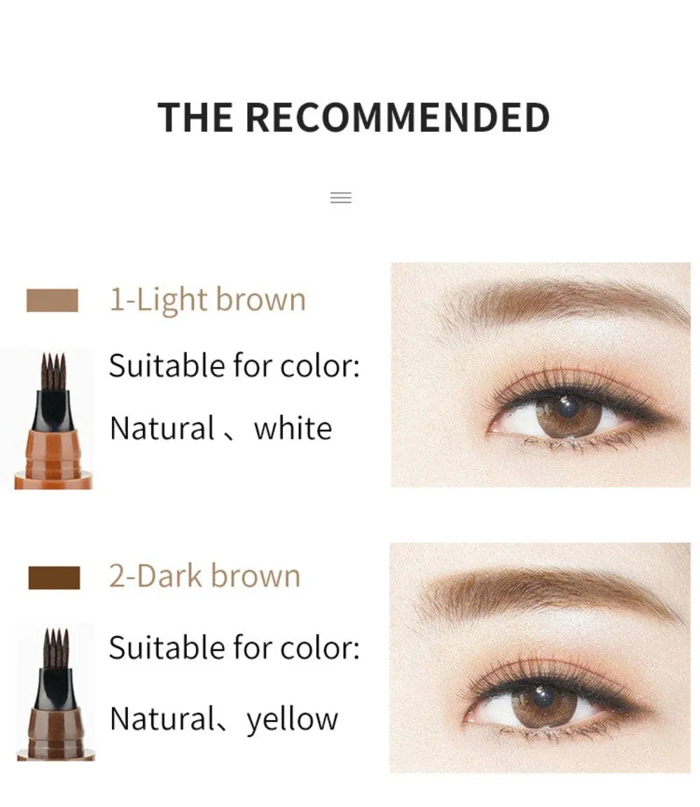 4 Point Head Eyebrow Pencil Long Lasting Waterproof Sweat Proof High Pigmented Eyebrow Tattoo Pen Easy Apply Liquid Brow Makeup