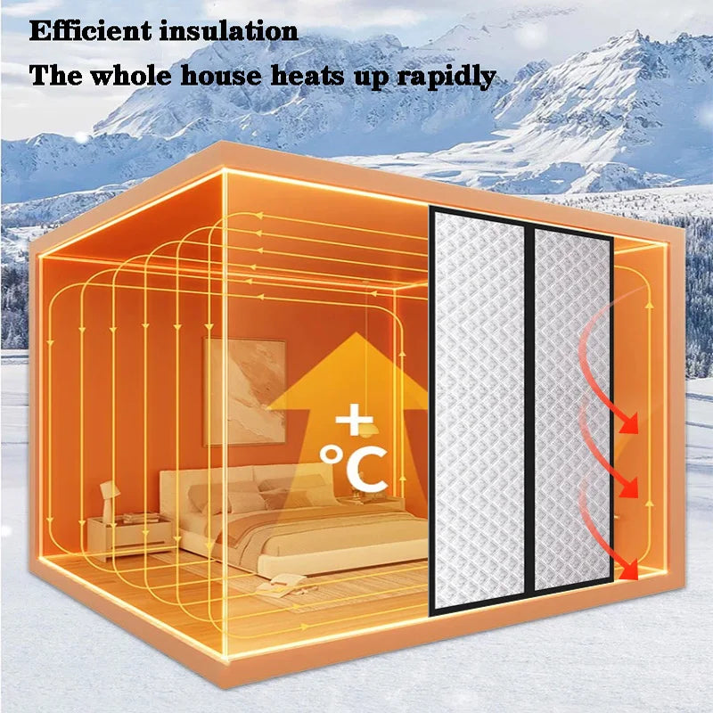 Magnetic winter thick door curtain -  easy to install - No Drilling- Keep Cold Out & Warm In-Windproof partition curtain