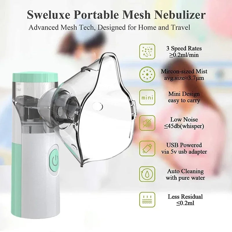 Atomizer Health Care Products Fingertip Pulse Blood Oxygen Portable Nebulizer Mesh Nebulizer Handheld Medical Asthma Inhaler