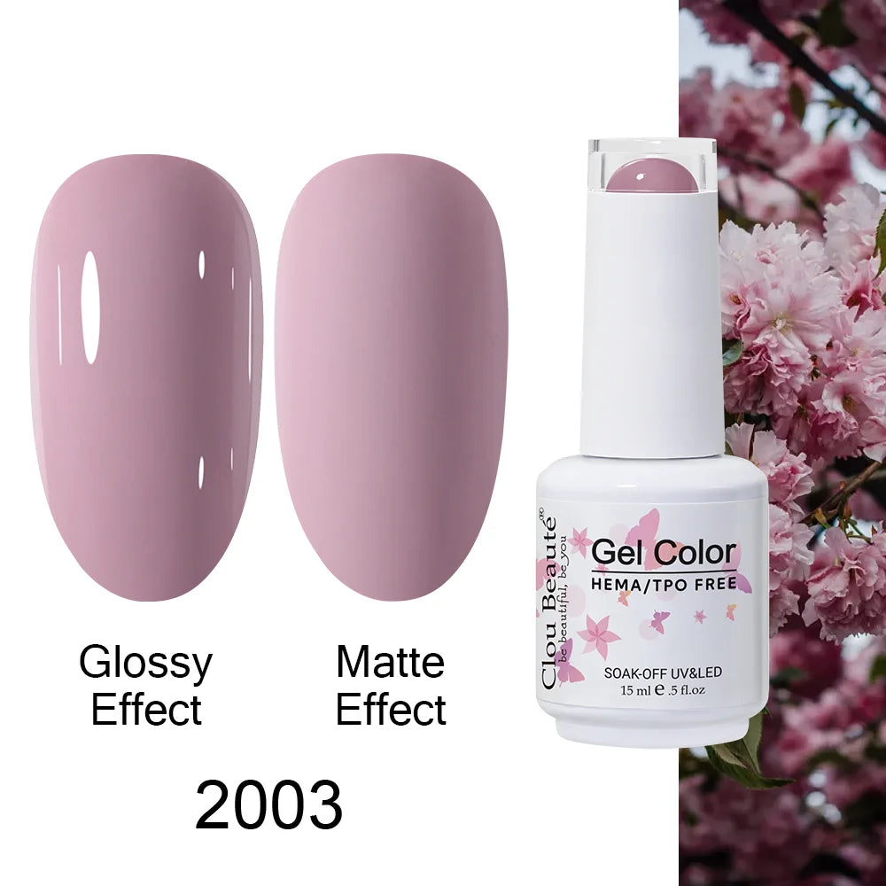 Clou Beaute 15ml HEMA TPO FREE Color Gel Nail Polish Nude Pink Red Green Collection Nail Gel Polish Glitter Soak Off UV LED Gel