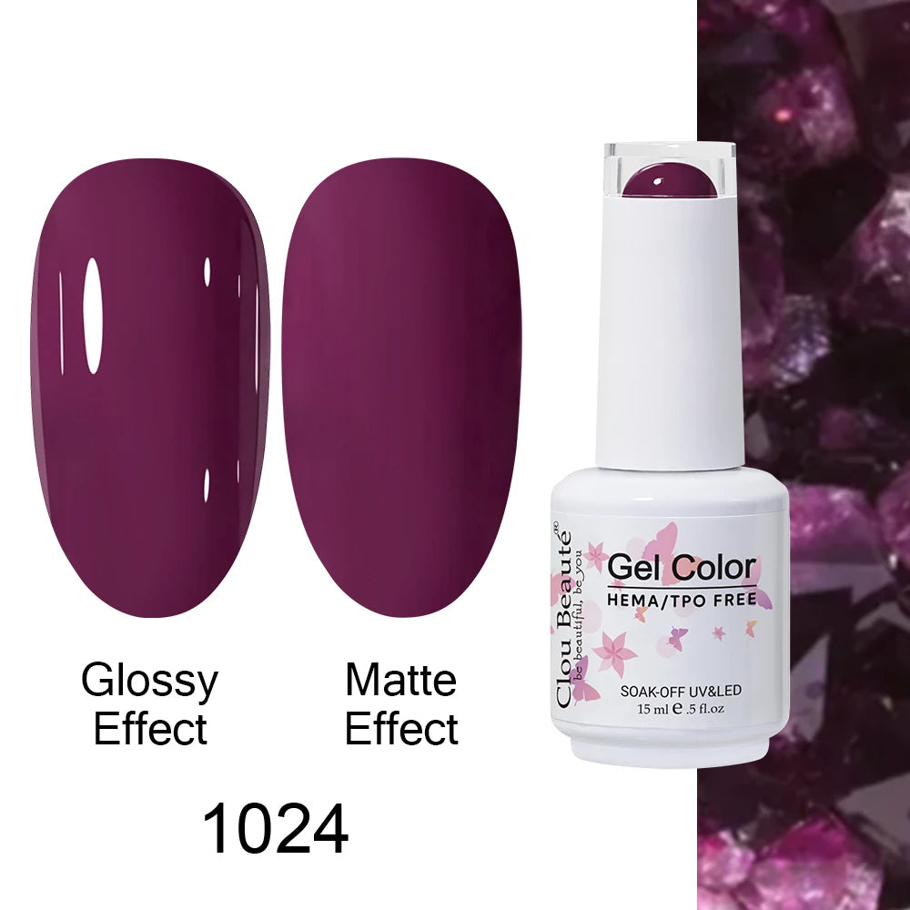 Clou Beaute 15ml HEMA TPO FREE Color Gel Nail Polish Nude Pink Red Green Collection Nail Gel Polish Glitter Soak Off UV LED Gel