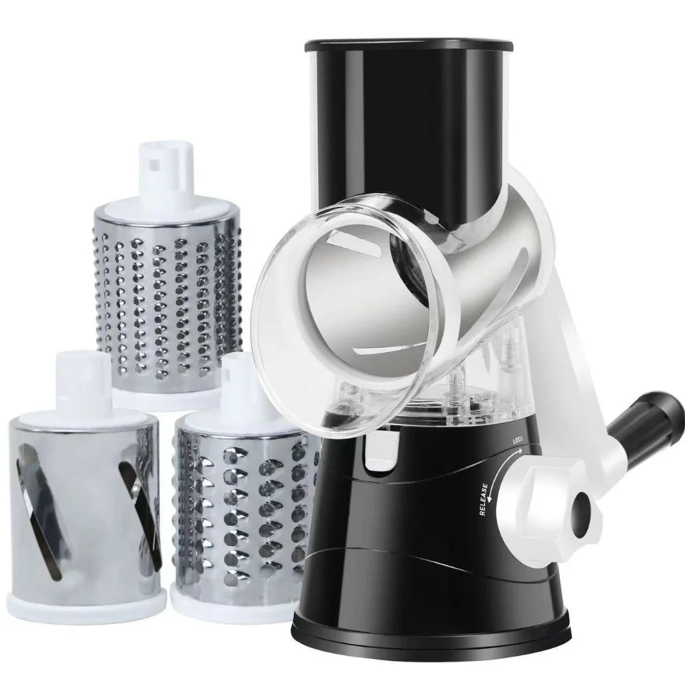 Hot selling 3-in-1 manual vegetable cutting machine with 3 sharp rollers, cheese, potatoes, garlic, kitchen cooking accessories