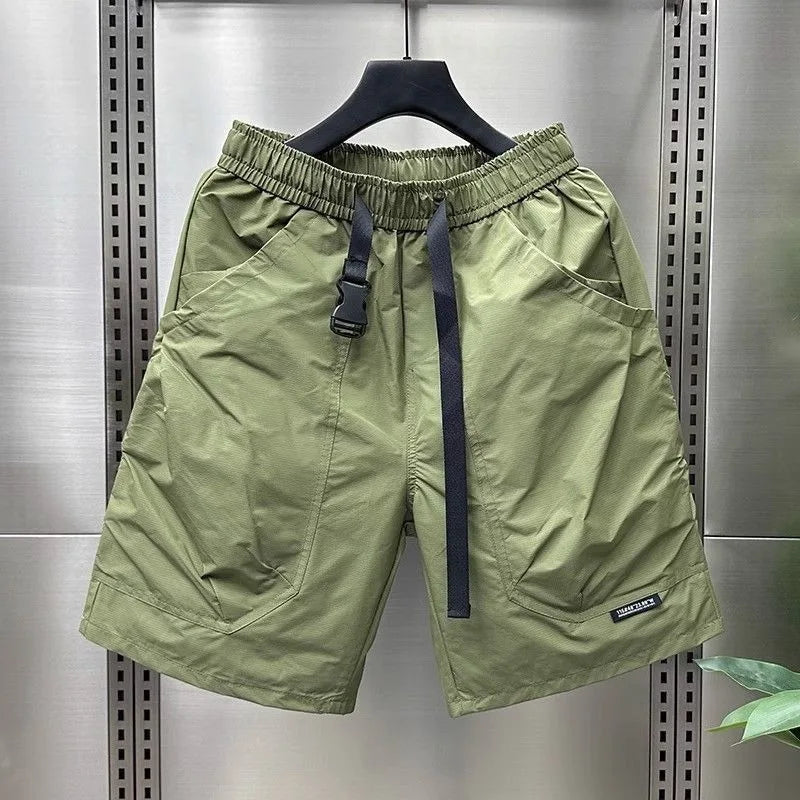 2026 Men's Large Pocket Waistband Work Shorts Summer Thin New Loose Straight Half Middle Pants