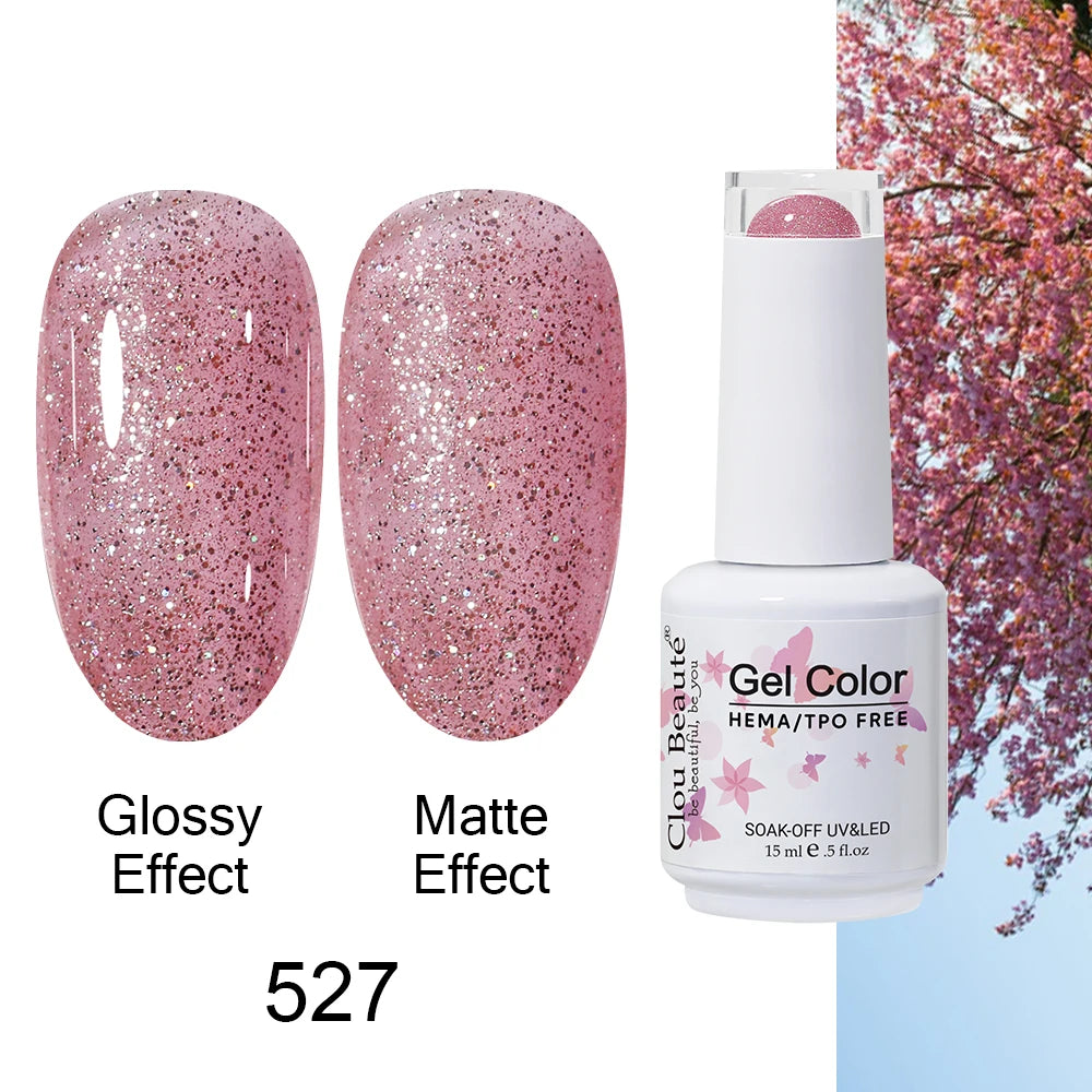 Clou Beaute 15ml HEMA TPO FREE Color Gel Nail Polish Nude Pink Red Green Collection Nail Gel Polish Glitter Soak Off UV LED Gel