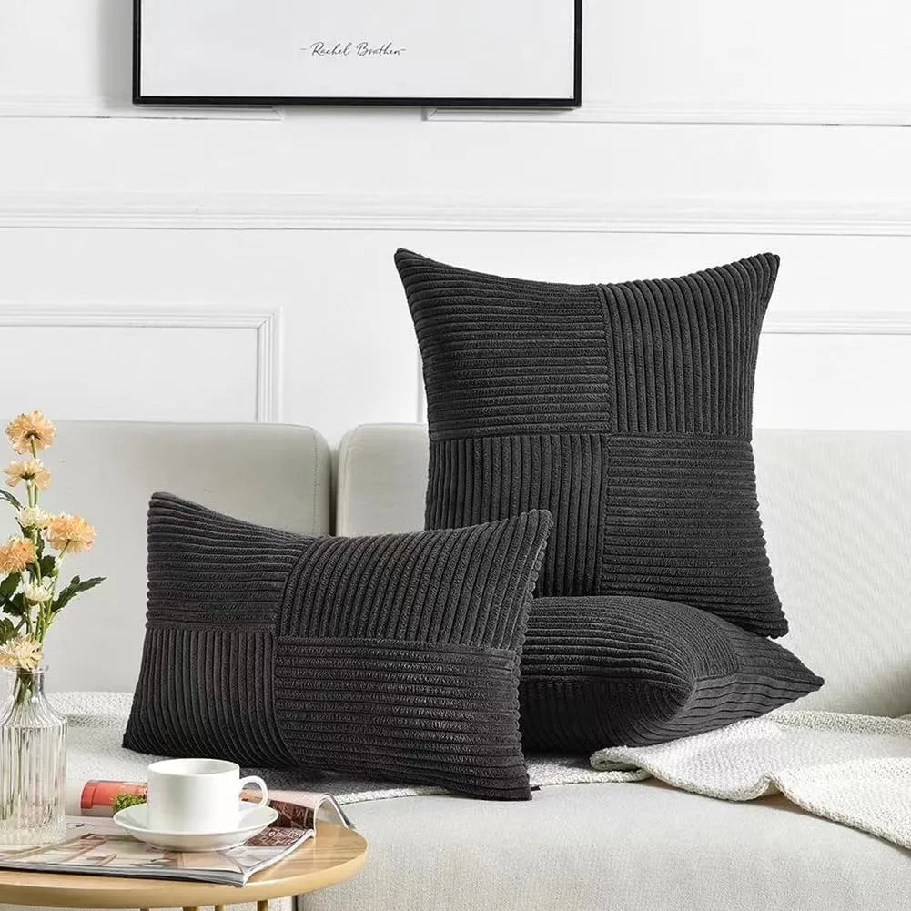 Rust Boho Throw Pillow Cover 18x18 Inch for Couch Bed Sofa Soft Corss Corduroy Patchwork Textured Terracotta Accent Cushion Case