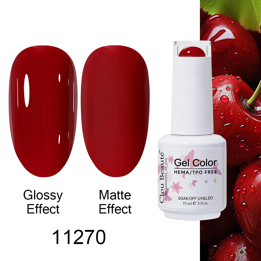 Clou Beaute 15ml HEMA TPO FREE Color Gel Nail Polish Nude Pink Red Green Collection Nail Gel Polish Glitter Soak Off UV LED Gel