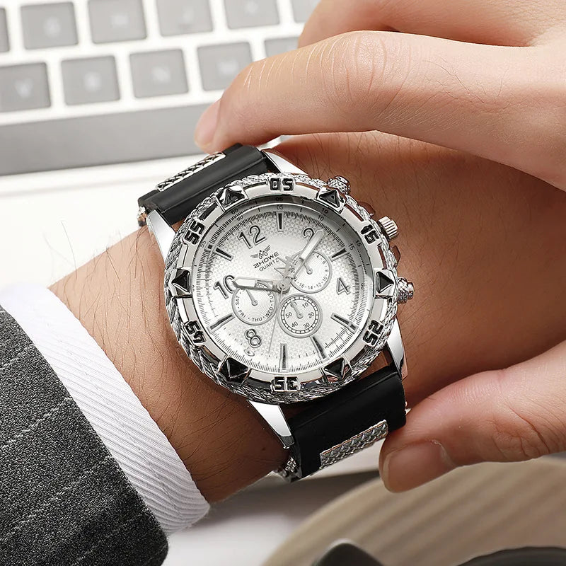 Fashion Men’s Watch Casual Silicone Band Analog Quartz Wrist Watch Man Sports Watches