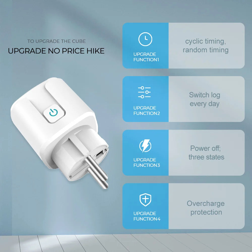 Tuya Smart Socket WIFI 16A/20A EU Plug With Monitoring Timing Function Smart Home Electronic Power Outlet Alexa Google Home