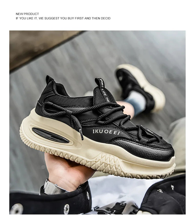 Sneakers For Men British Style Athletic Sneakers Male Sport Walking Sneaker Men Street Style Platform Shoes Male 2024