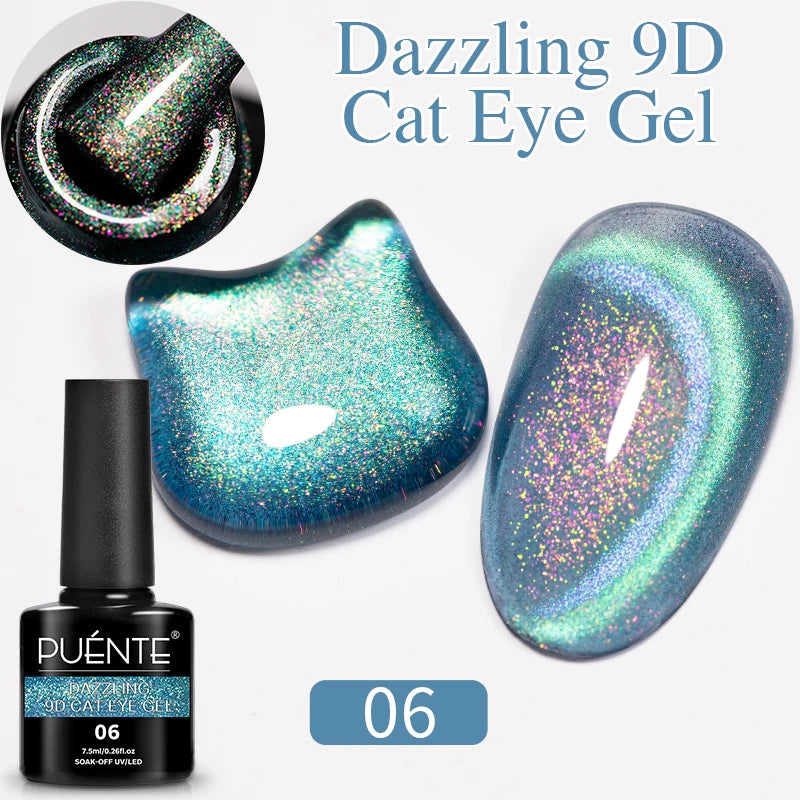 PUENTE 7.5ML Wine Red Cat Magnetic Gel Nail Polish Super Shiny Ruby Red Cat Eye Gel Soak Off UV Semi-Permanent Nail Art Varnish
