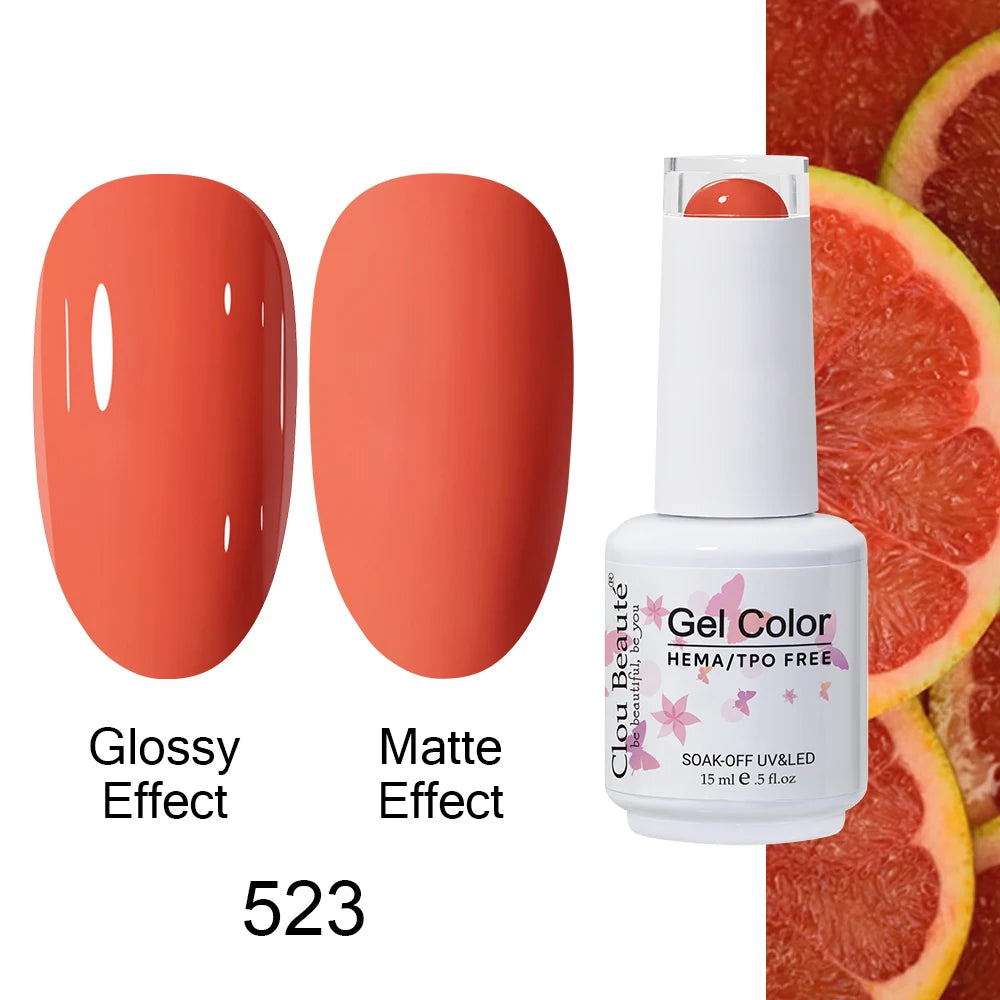 Clou Beaute 15ml HEMA TPO FREE Color Gel Nail Polish Nude Pink Red Green Collection Nail Gel Polish Glitter Soak Off UV LED Gel