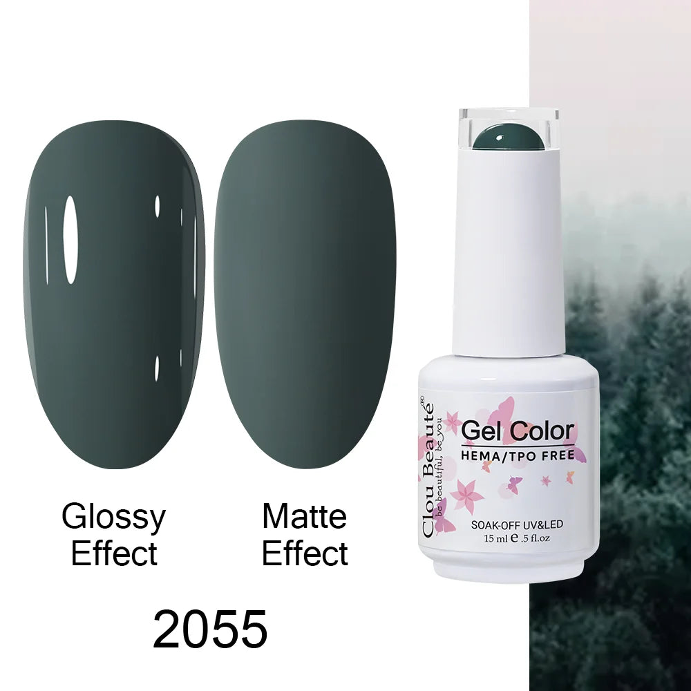 Clou Beaute 15ml HEMA TPO FREE Color Gel Nail Polish Nude Pink Red Green Collection Nail Gel Polish Glitter Soak Off UV LED Gel