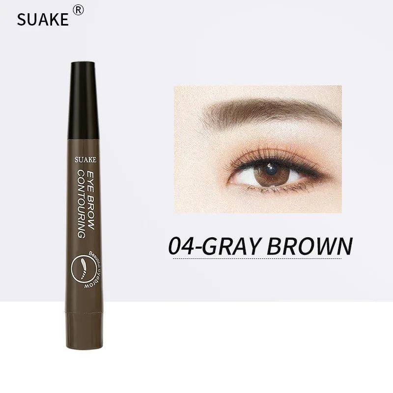 4 Point Head Eyebrow Pencil Long Lasting Waterproof Sweat Proof High Pigmented Eyebrow Tattoo Pen Easy Apply Liquid Brow Makeup