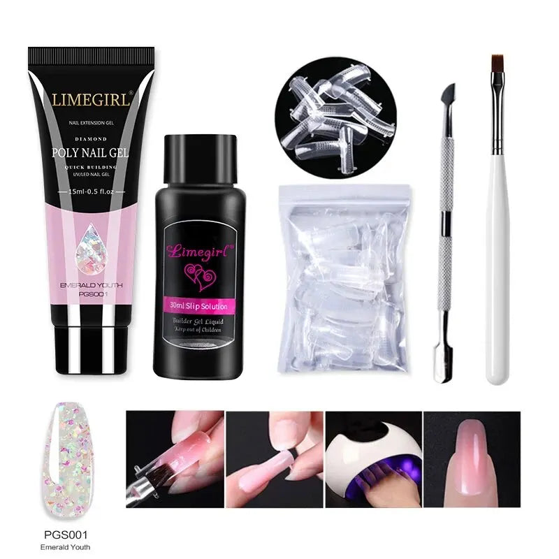 LIMEGIRL 15ml Nail Extension Gel Set Quick Extend Mold Nail Kit Gel Set For Manicure Tools Vernis Semi Permanent Set