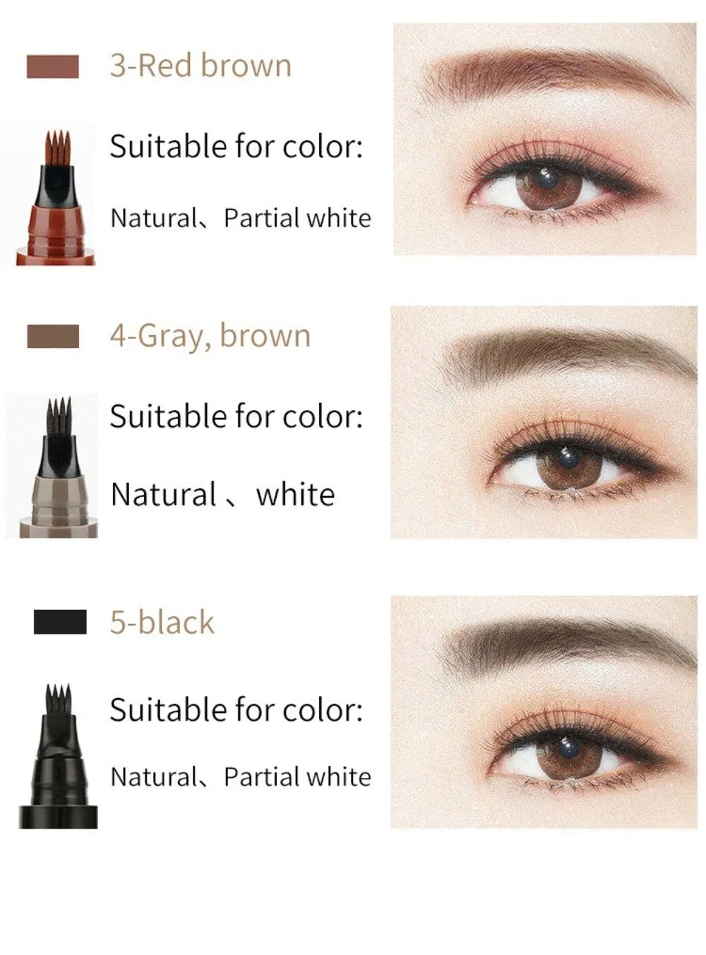 4 Point Head Eyebrow Pencil Long Lasting Waterproof Sweat Proof High Pigmented Eyebrow Tattoo Pen Easy Apply Liquid Brow Makeup