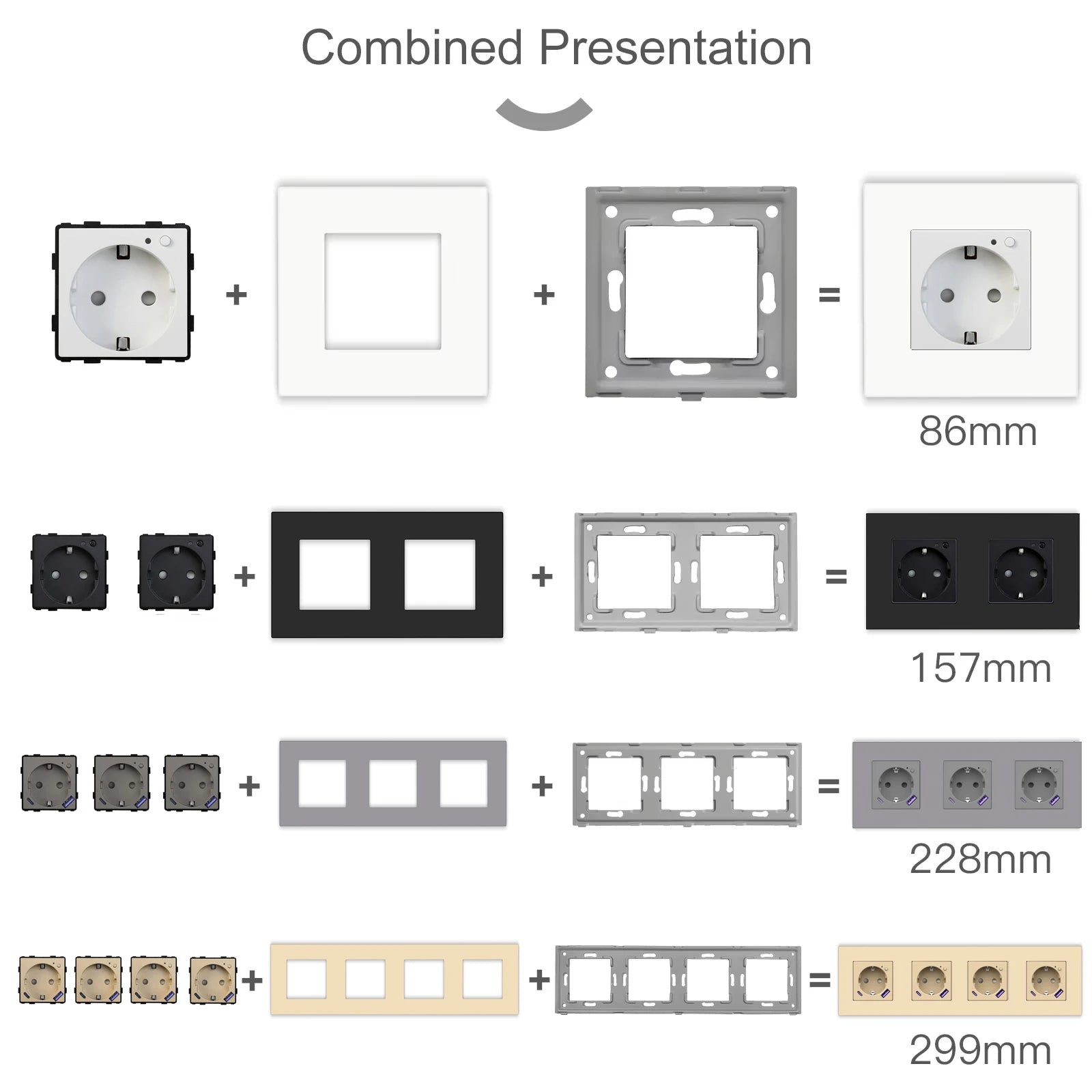 BSEED Zigbee Power Socket Tuya Smart EU Socket Plug With 20W Type-c USB Functions Parts Matte Plastic Frames DIY Accessories