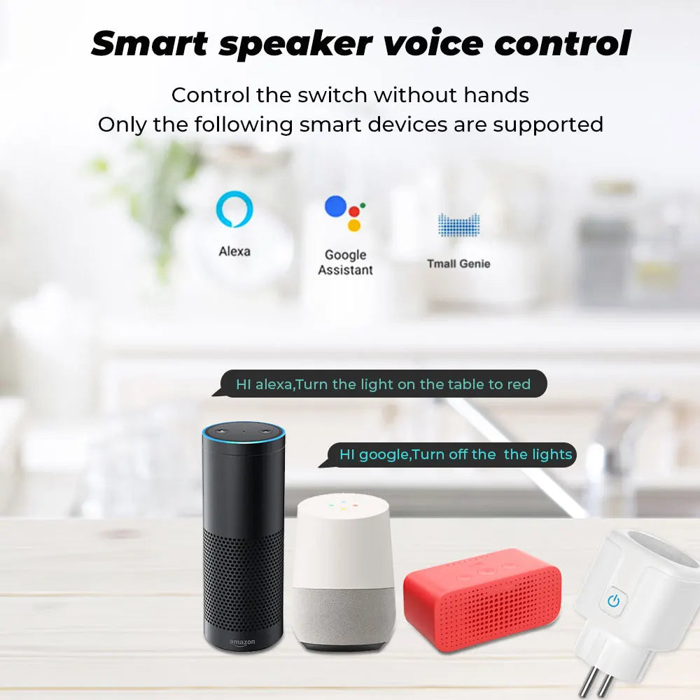 Tuya Smart Socket WIFI 16A/20A EU Plug With Monitoring Timing Function Smart Home Electronic Power Outlet Alexa Google Home
