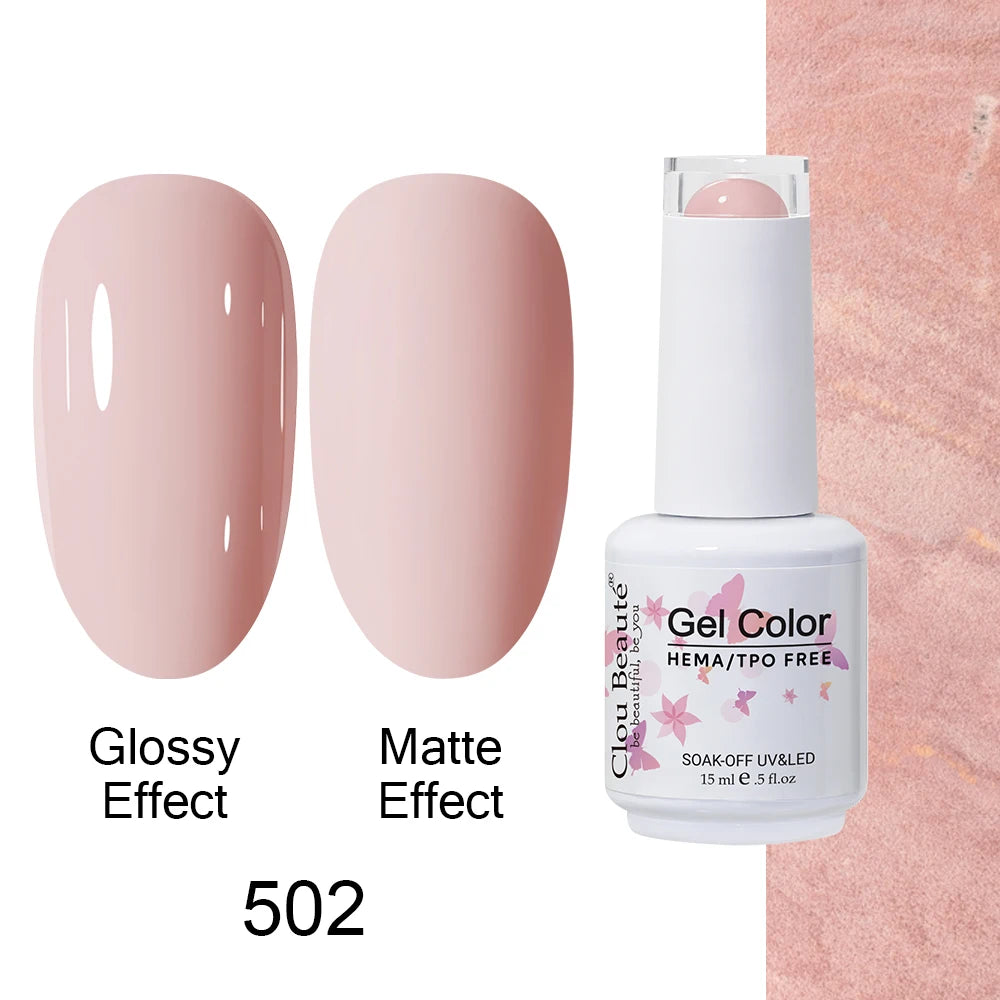 Clou Beaute 15ml HEMA TPO FREE Color Gel Nail Polish Nude Pink Red Green Collection Nail Gel Polish Glitter Soak Off UV LED Gel