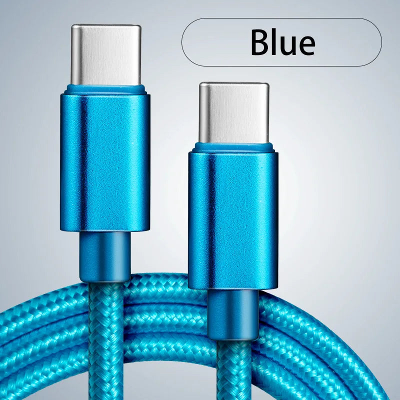 66W 5A Nylon 1m 2m 3m USB C To Type C Fast Charging Cable for Iphone 15 16 Pro Max Samsung S24 Xiaomi OPPO Charging Cable