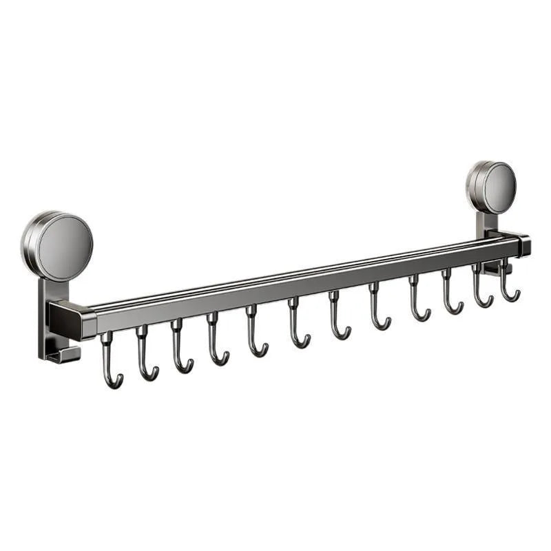 Suction Cup Kitchen Storage Rack Hook Rod No Drill Required Pot Spatula Spoon Knife Integrated Wall-Mounted Storage Rack
