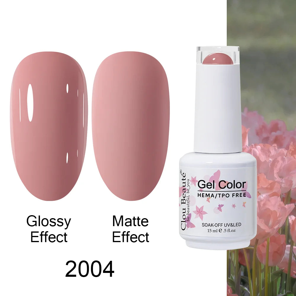 Clou Beaute 15ml HEMA TPO FREE Color Gel Nail Polish Nude Pink Red Green Collection Nail Gel Polish Glitter Soak Off UV LED Gel