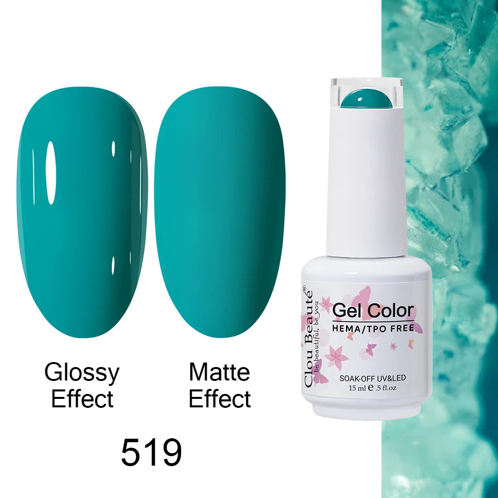 Clou Beaute 15ml HEMA TPO FREE Color Gel Nail Polish Nude Pink Red Green Collection Nail Gel Polish Glitter Soak Off UV LED Gel