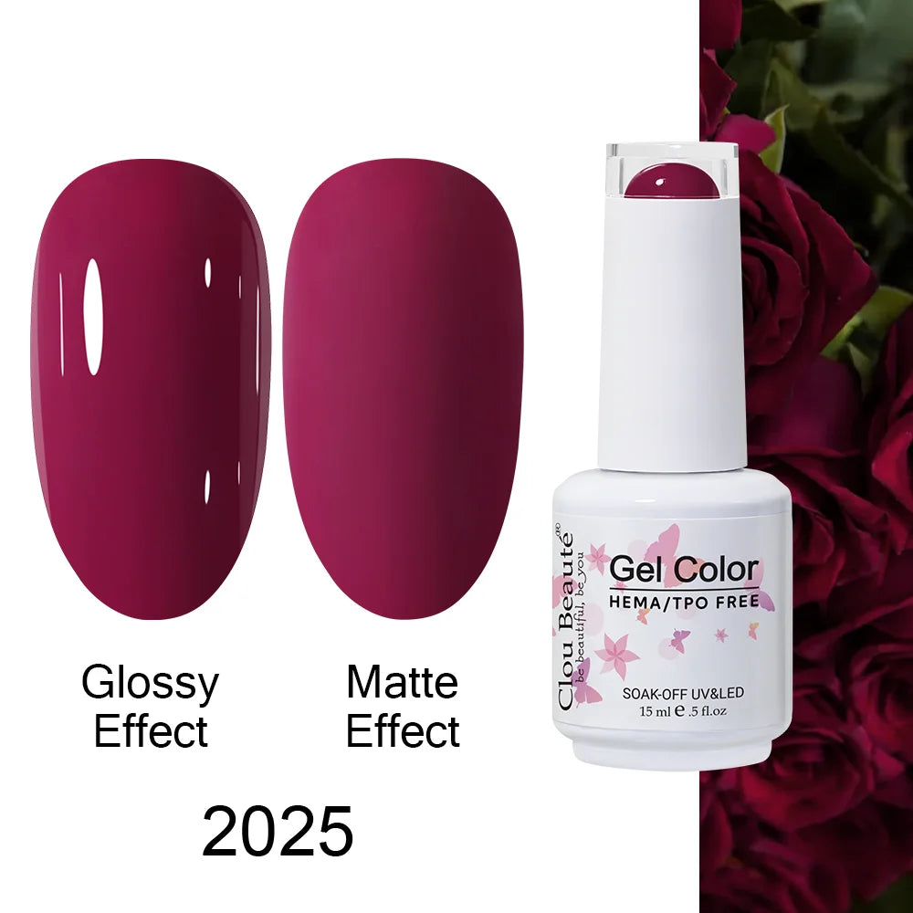 Clou Beaute 15ml HEMA TPO FREE Color Gel Nail Polish Nude Pink Red Green Collection Nail Gel Polish Glitter Soak Off UV LED Gel