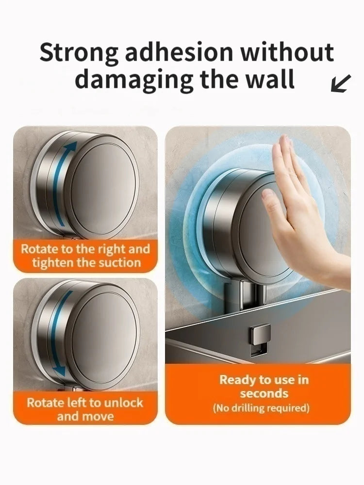 No Drill Suction Cup Adhesive Bathroom Rack Bathroom Shelf Toilet Aluminum Hanging Rack Bathroom Organizer Hang On The Wall