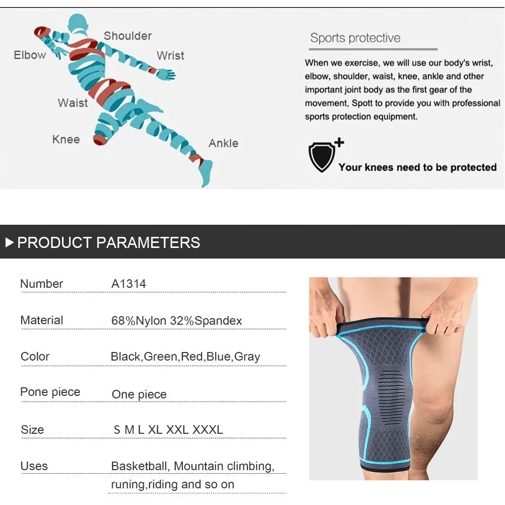 1/2PCS Fitness Running Cycling Knee Support Braces Elastic Nylon Sport Compression Knee Pad Sleeve for Basketball Volleyball