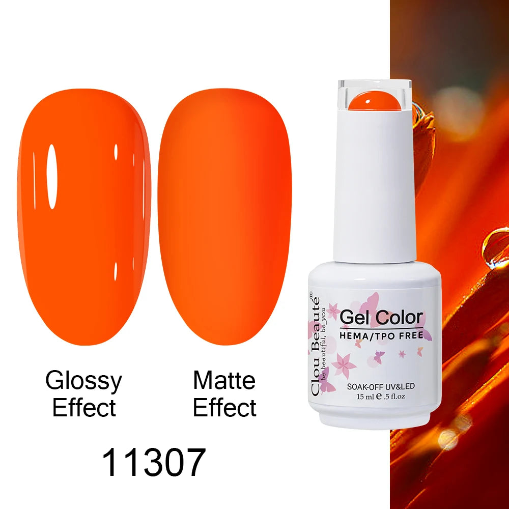 Clou Beaute 15ml HEMA TPO FREE Color Gel Nail Polish Nude Pink Red Green Collection Nail Gel Polish Glitter Soak Off UV LED Gel