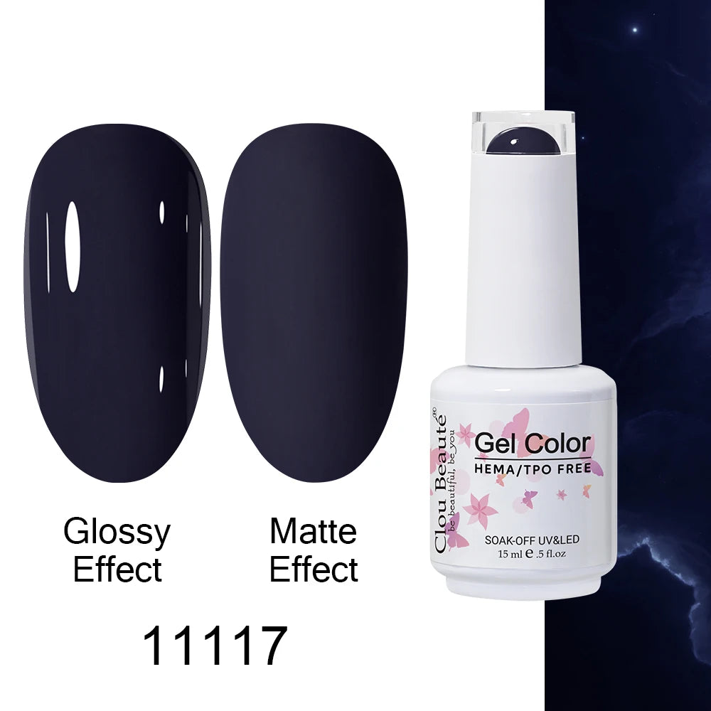 Clou Beaute 15ml HEMA TPO FREE Color Gel Nail Polish Nude Pink Red Green Collection Nail Gel Polish Glitter Soak Off UV LED Gel