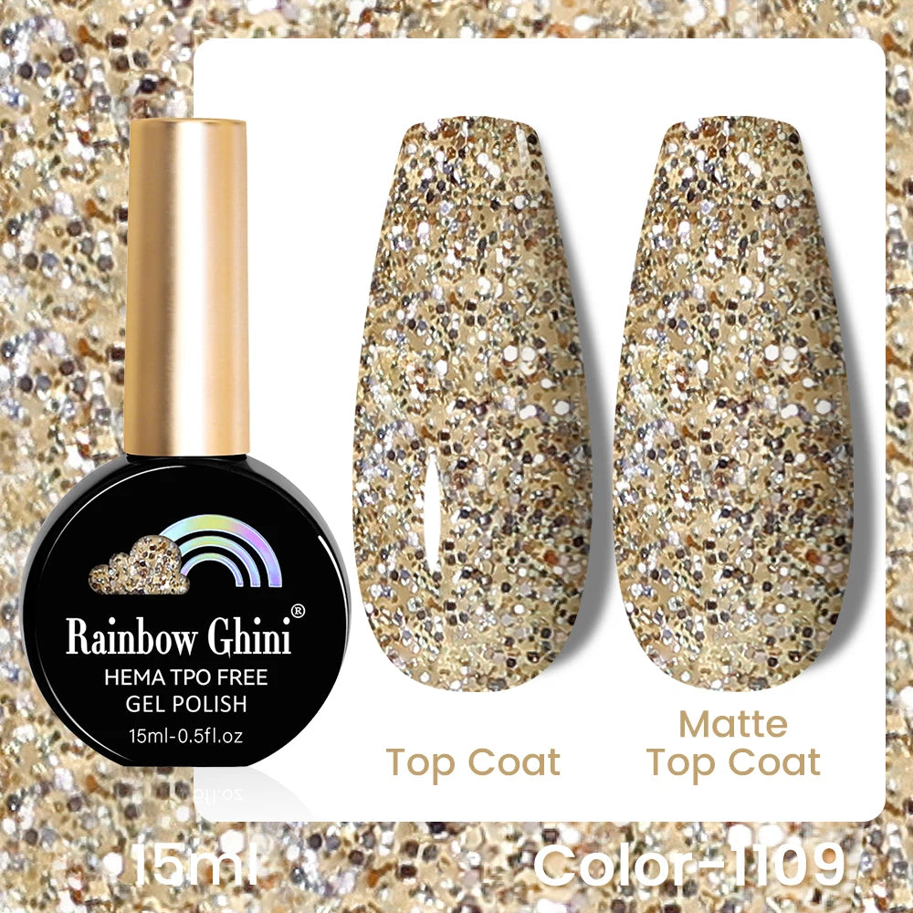 RG 15ML 146Colors HEMA&TPO Free Long Lasting Nail Polish Colorful UV Nail Gel Top Base Coat Supplies For Professional Manicure
